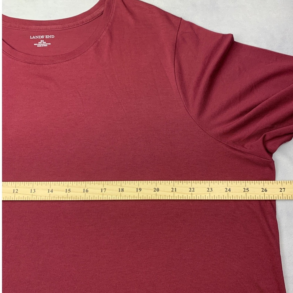 Lands End Womens 2X Supima Cotton Long Sleeve Tee Burgundy Crew Neck 476520 - Picture 3 of 6